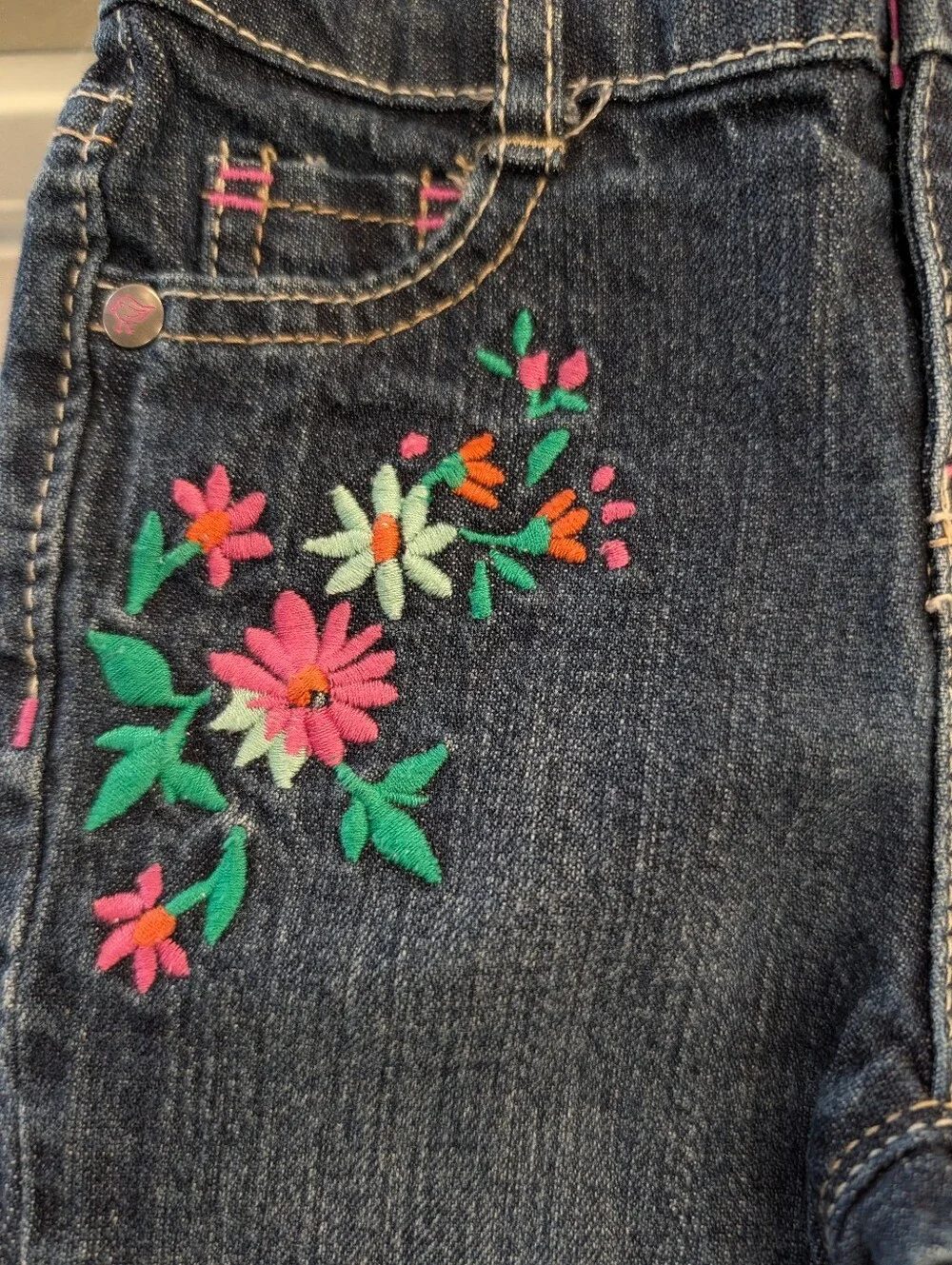 Genuine Kids OshKosh Girls Floral Embroidered Flare Jeans